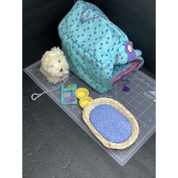 American Girl Doll Coconut Dog With Carrier Bowls Leash Pillow Dog Bed And Food - Picture 9 of 9